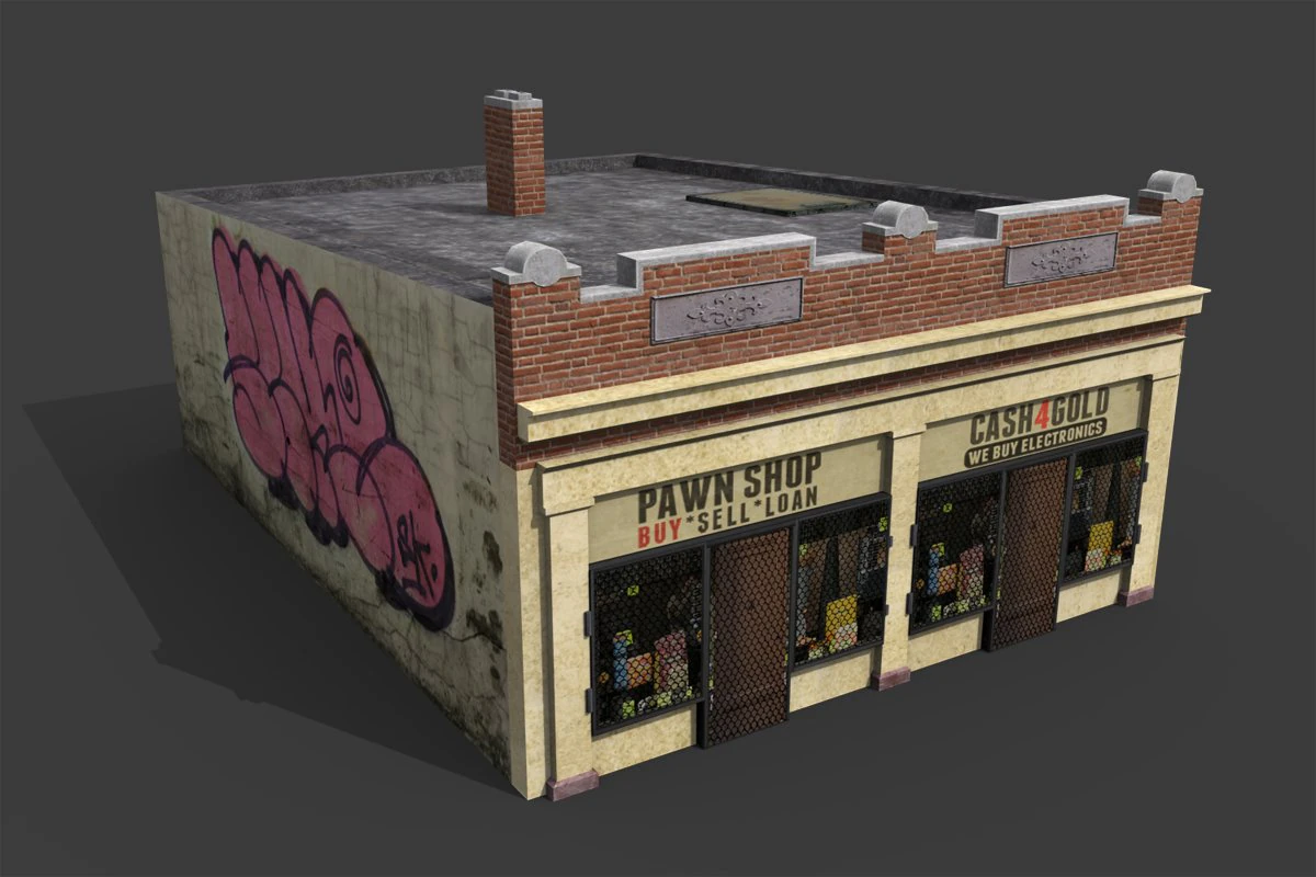 ghetto pawn shop 3D Model .c4d .max .obj .3ds .fbx .stl .blend