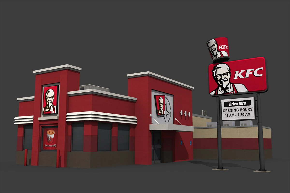 kfc restaurant 3D Model .c4d .max .obj .3ds .fbx .stl .blend