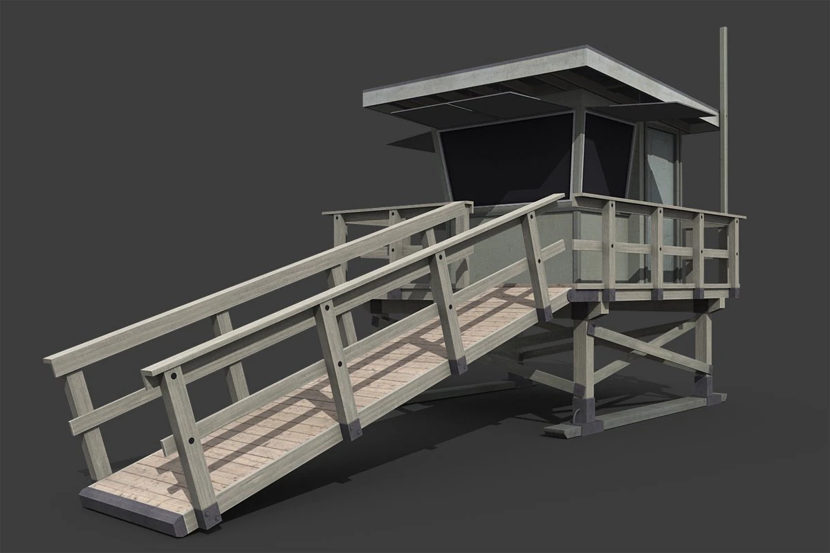 lifeguard tower 3D Model .c4d .max .obj .3ds .fbx .stl .blend 