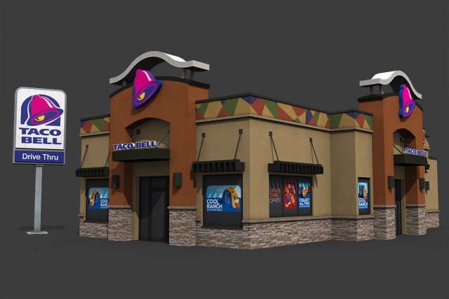taco bell restaurant 3D 모델 .c4d .max .obj .3ds .fbx .stl .blend 