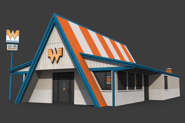 whataburger restaurant 3D Модель .c4d .max .obj .3ds .fbx .stl .blend 