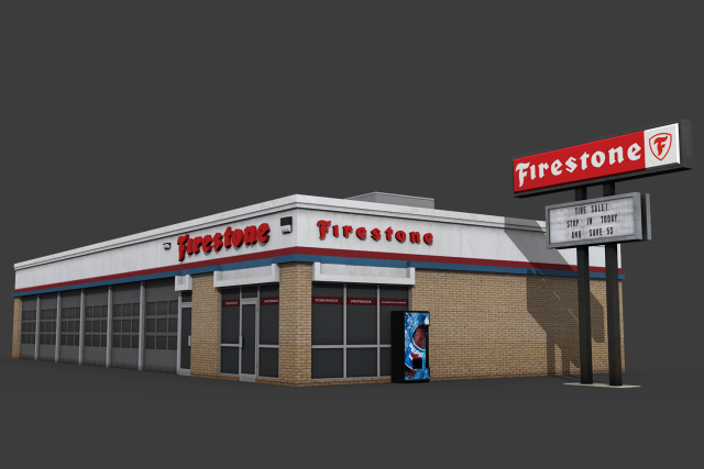 firestone complete auto service building 3D Model .c4d .max .obj .3ds .fbx .stl .blend 