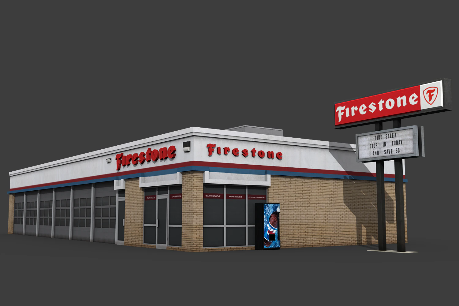 firestone complete auto service building 3D Model .c4d .max .obj .3ds .fbx .stl .blend 