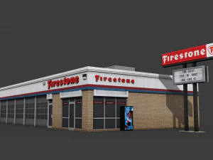 edificio di servizio auto completo in pietra refrattaria Modello 3D