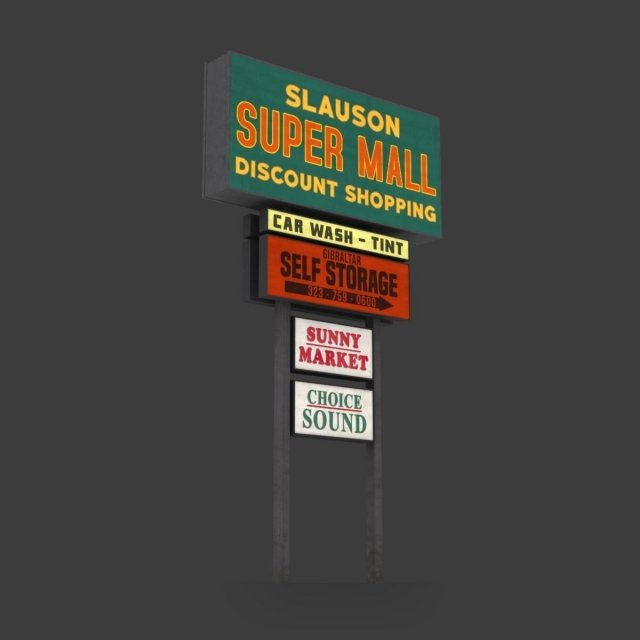 mall sign Modelo 3D .c4d .max .obj .3ds .fbx .stl .blend 