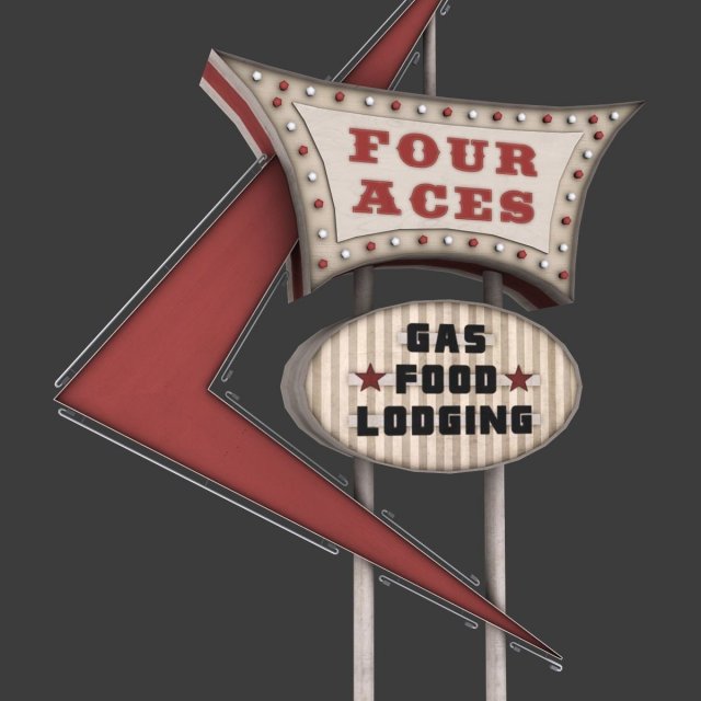 four aces movie set sign 3D Model .c4d .max .obj .3ds .fbx .stl .blend 