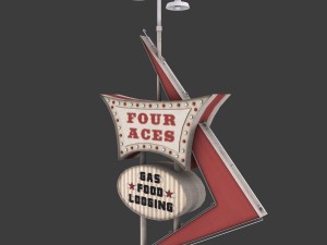 four aces movie set sign 3D Model