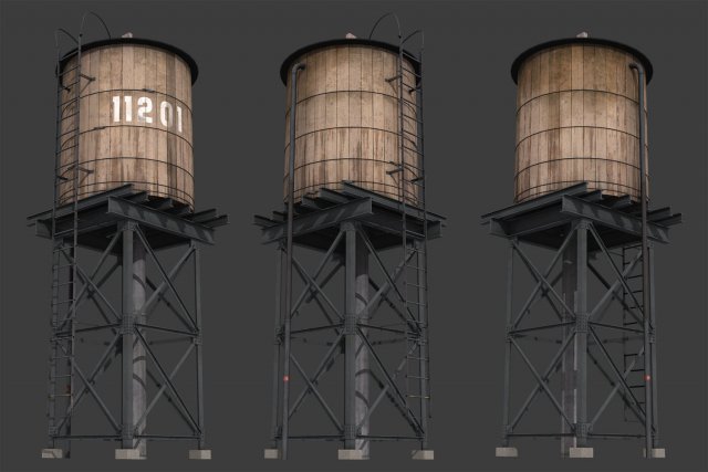 new york water tank Model 3D .c4d .max .obj .3ds .fbx .stl .blend 