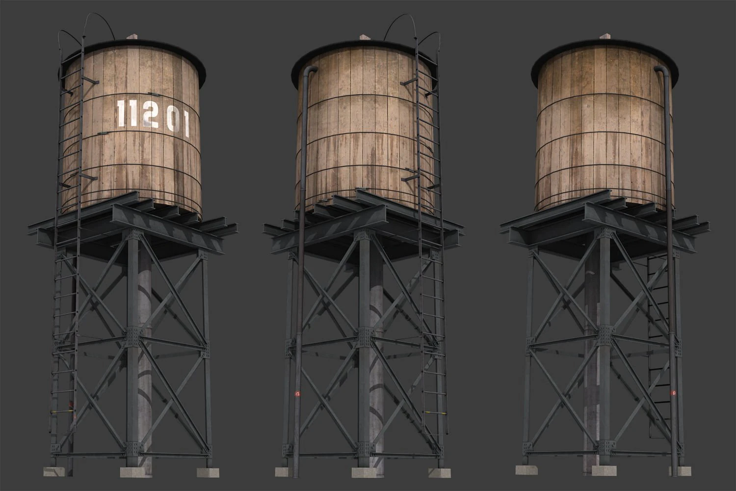 new york water tank 3D Model .c4d .max .obj .3ds .fbx .stl .blend 
