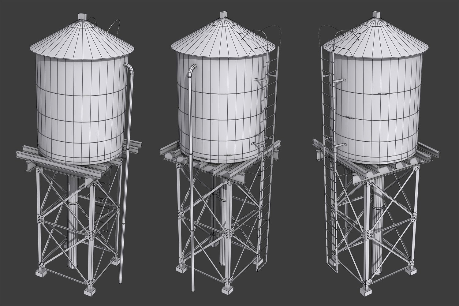 New York Water Tank 3d Model In Parts 3dexport