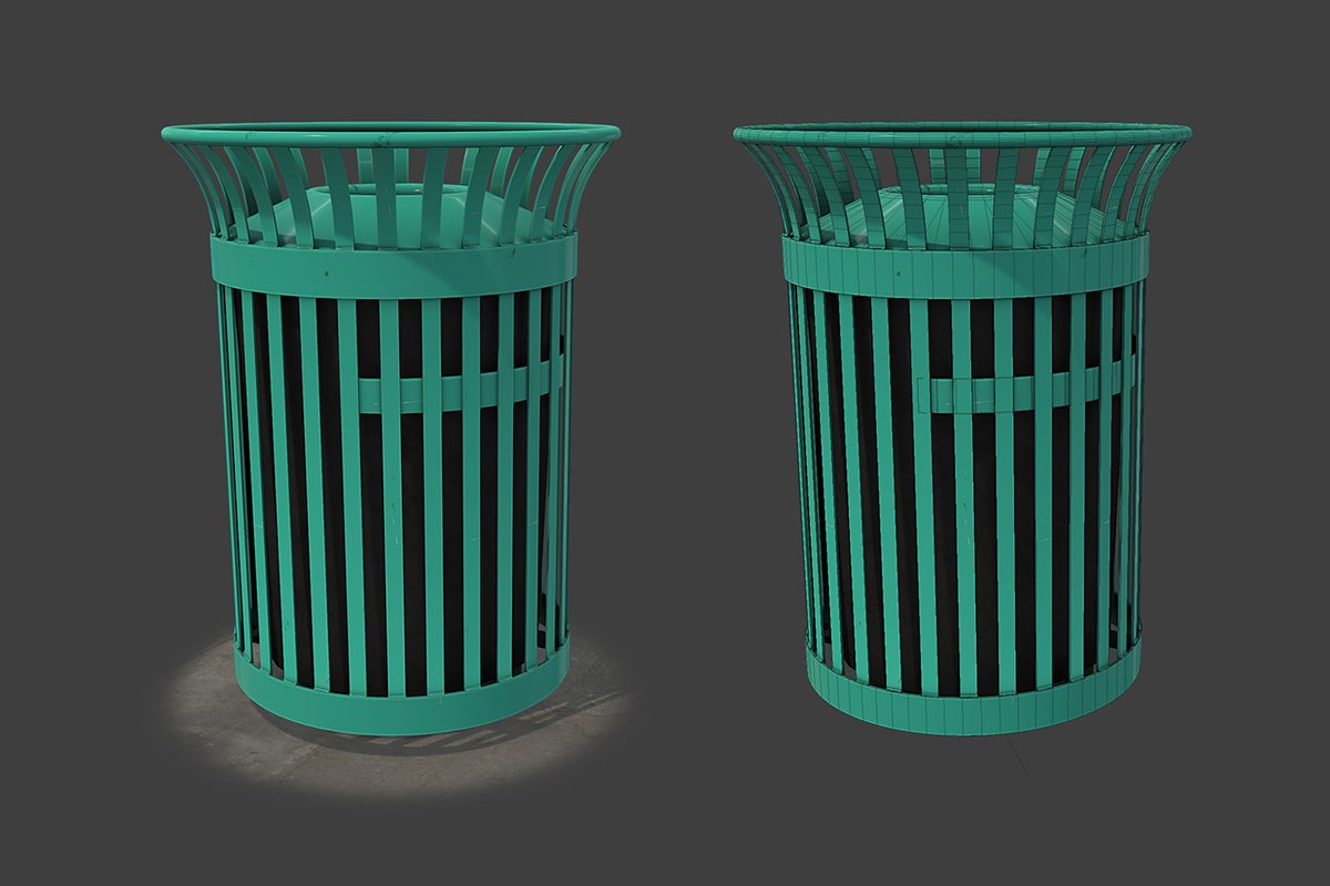 3D model office trash can VR / AR / low-poly