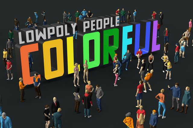 lowpoly people colorful 3D-Modell .c4d .max .obj .3ds .fbx .stl .blend 