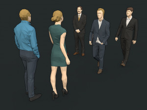 lowpoly people colorful 3D-Modell