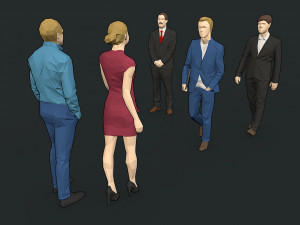 lowpoly people colorful 3D-Modell
