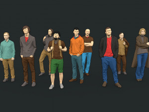 lowpoly people colorful 3D-Modell