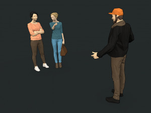 lowpoly people colorful 3D-Modell