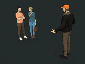 lowpoly people colorful 3D Model