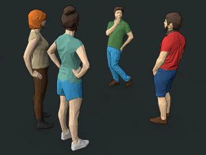 lowpoly people colorful 3D Model