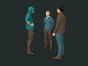 lowpoly people colorful 3D Model