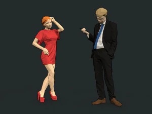 lowpoly people colorful 3D Model