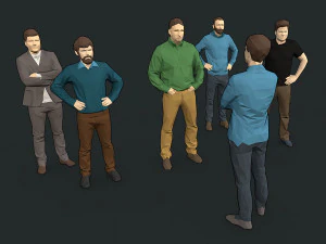 lowpoly people colorful 3D Model