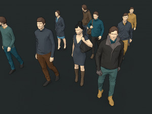 lowpoly people colorful 3D-Modell