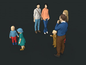 lowpoly people colorful 3D-Modell