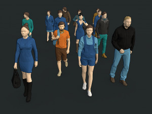 lowpoly people colorful 3D-Modell