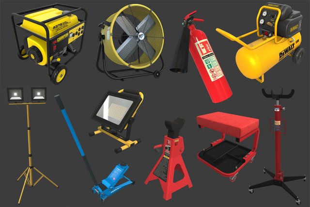 autoservice props pack vol 2 Modello 3D .c4d .max .obj .3ds .fbx .stl .blend 