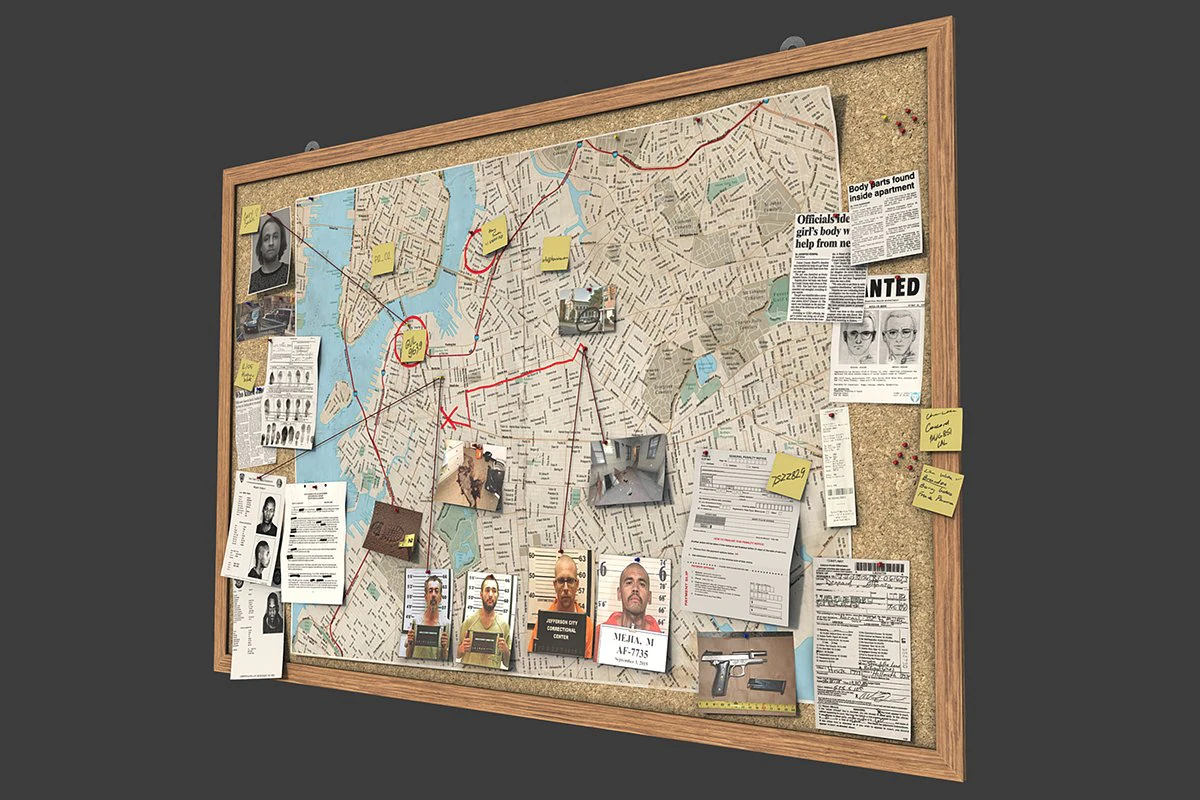 detective pinboard 3D Model .c4d .max .obj .3ds .fbx .stl .blend