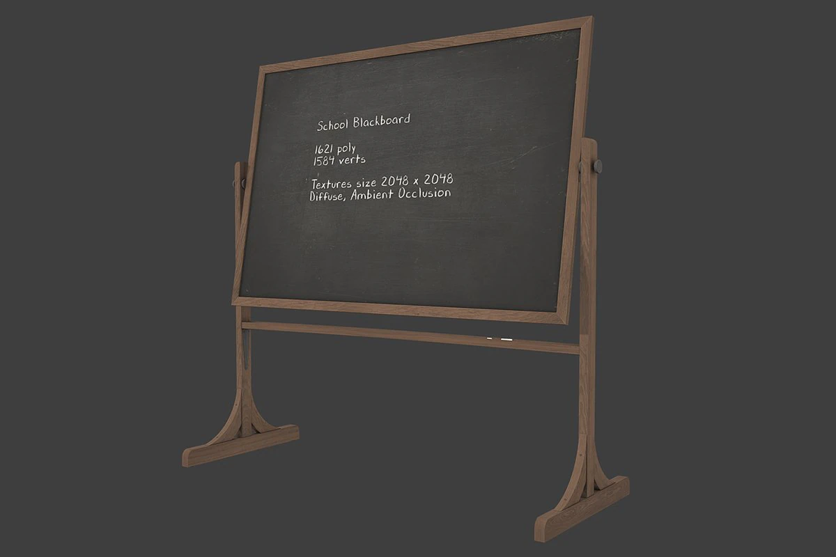 school blackboard 3D Model .c4d .max .obj .3ds .fbx .stl .blend 