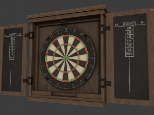 dartboard cabinet and darts 3D मॉडल