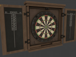 dartboard cabinet and darts 3D मॉडल