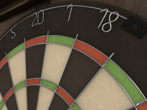 dartboard cabinet and darts 3D Model
