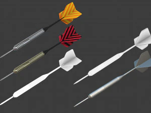 dartboard cabinet and darts 3D Model