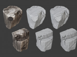 scanned logs planks sticks and stumps 3D Model