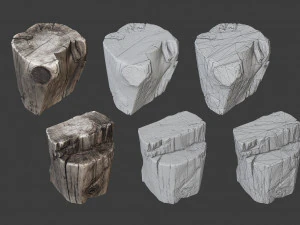 scanned logs planks sticks and stumps 3D Model