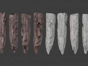 scanned logs planks sticks and stumps 3D Model