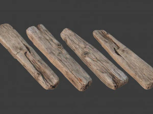scanned logs planks sticks and stumps 3D Model