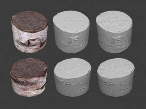 scanned logs planks sticks and stumps 3D Model
