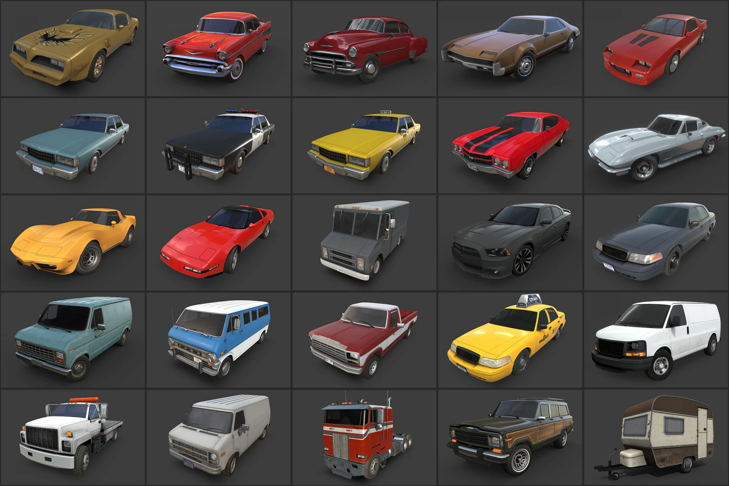 american cars ultimate collection 3D Model .c4d .max .obj .3ds .fbx .stl .blend 