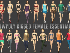 lowpoly rigged female essentials 3D Model