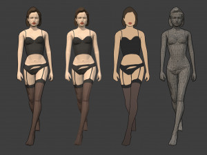 lowpoly rigged female essentials Modelo 3D