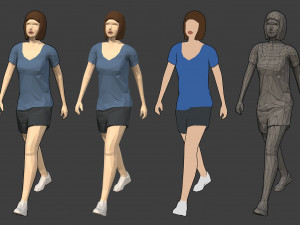 lowpoly rigged female essentials Modelo 3D