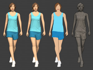 lowpoly rigged female essentials Modelo 3D