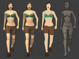 lowpoly rigged female essentials Modelo 3D