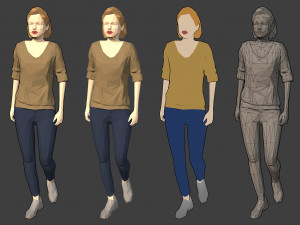 lowpoly rigged female essentials Modelo 3D