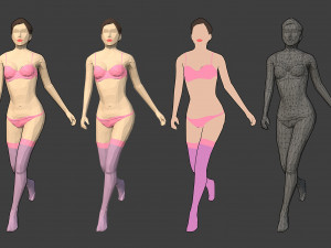 lowpoly rigged female essentials Modelo 3D