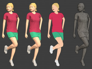 lowpoly rigged female essentials Modelo 3D