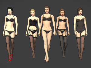 lowpoly rigged female essentials Modelo 3D
